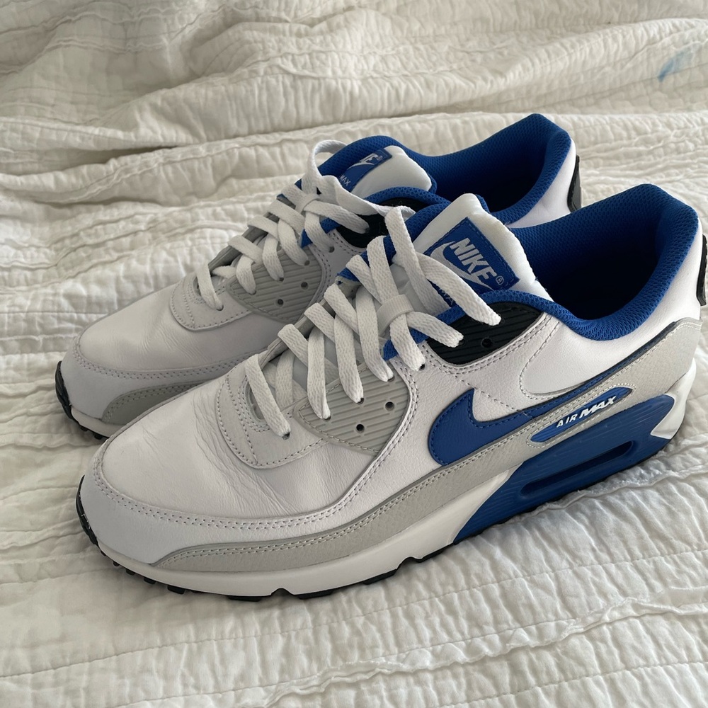 Nike Air Max 90 Leather - White/Game Royal/Photon Dust/Black - Men’s 12